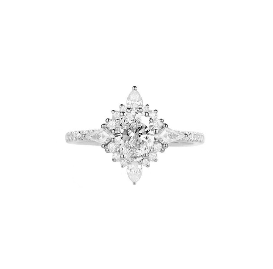 Samira Art Deco Natural Diamond Engagement Ring in 18K Gold