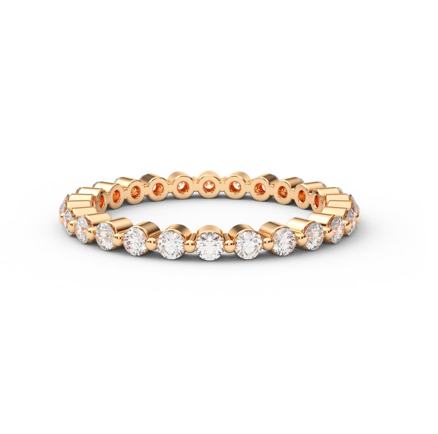 Single Prong Diamond Wedding Ring in 14K Gold
