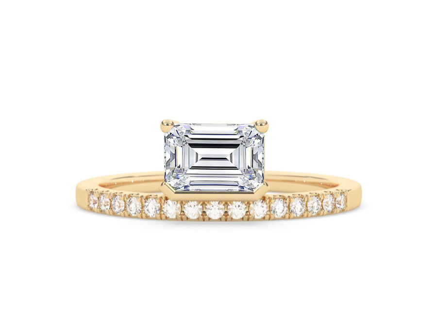 Tania Emerald Cut Natural Diamond Engagement Ring in 14K Gold