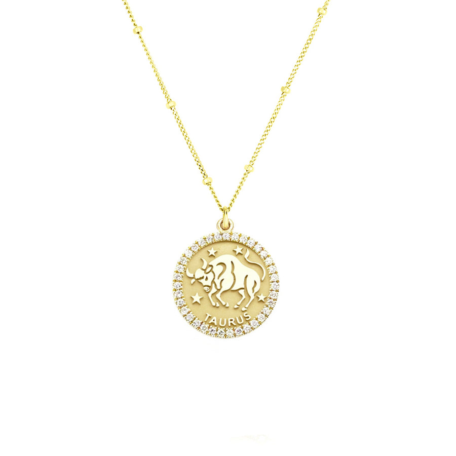 Taurus diamond zodiac necklace