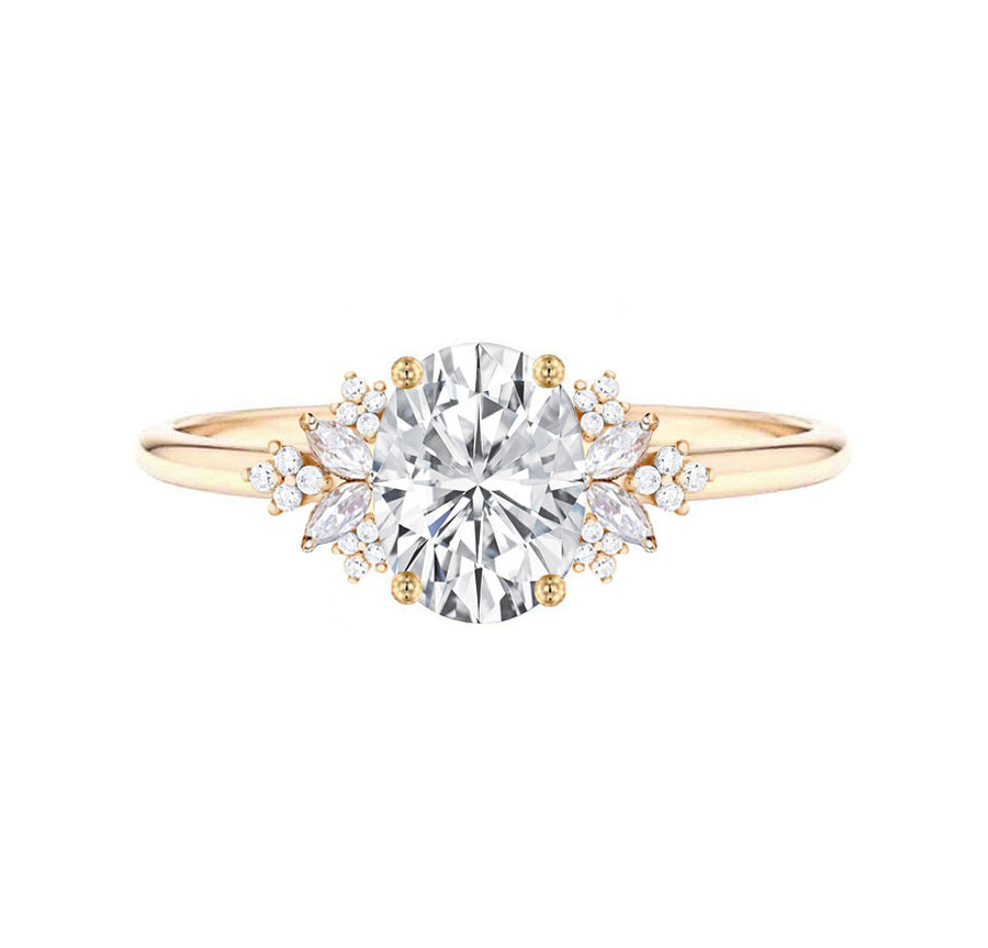 Thea 1.5 Carat Oval Lab Grown Diamond Engagement Ring in 18K Gold