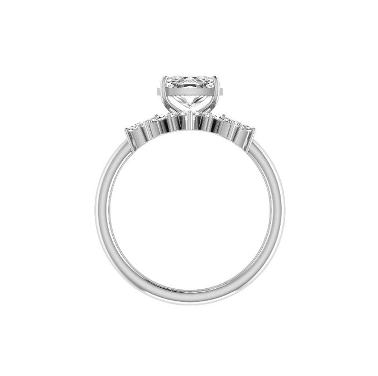 Cushion Cut 2 Carat Lab Grown Diamond Tiara Wedding Ring Set in 18K Gold