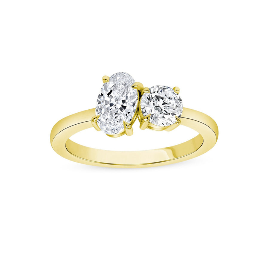 Toi Et Moi Lab Created Diamond Engagement Ring in 18K yellow gold