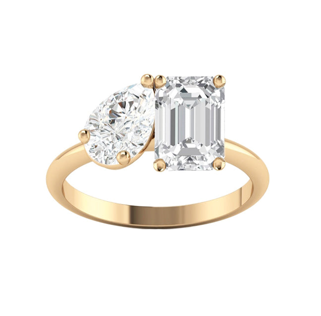 Toi Et Moi Diamond Engagement Ring in rose gold