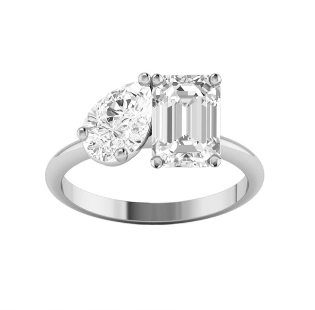 Toi Et Moi Diamond Engagement Ring in white gold