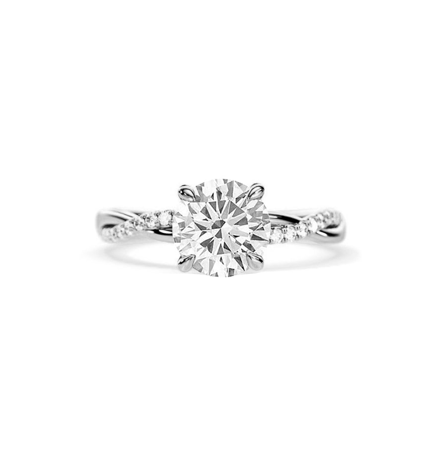 Twisted Natural Diamond Engagement Ring in 14K Gold
