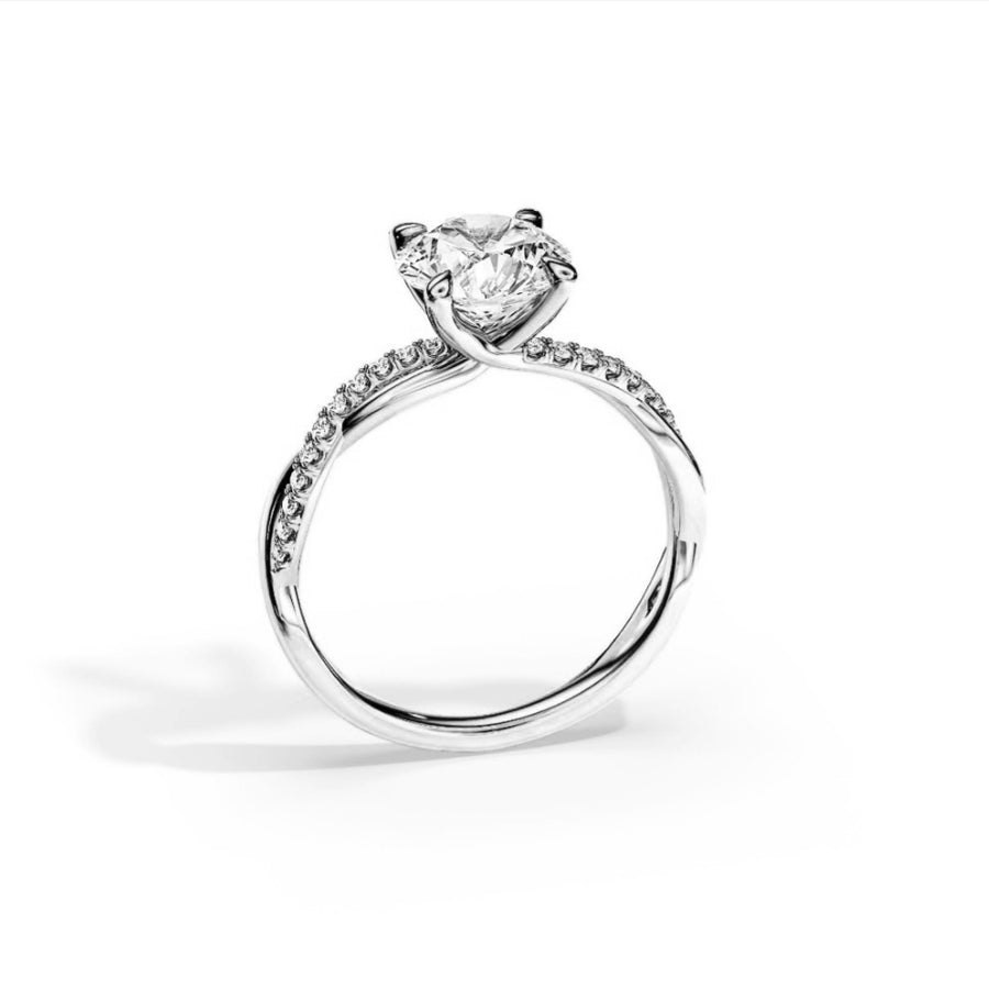 Twisted Lab Grown Diamond Engagement Ring in 14K Gold