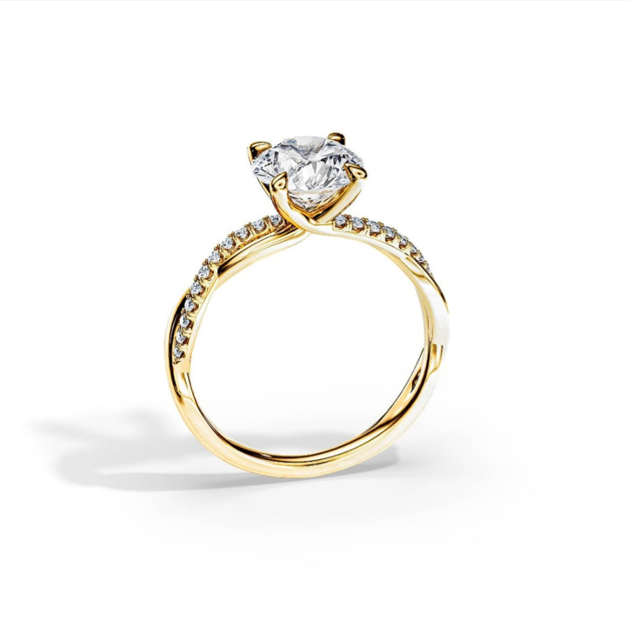 Twisted Natural Diamond Engagement Ring in 14K Gold