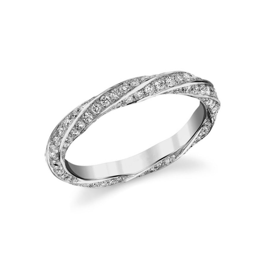 Twisted Diamond Wedding Ring in 14K Gold