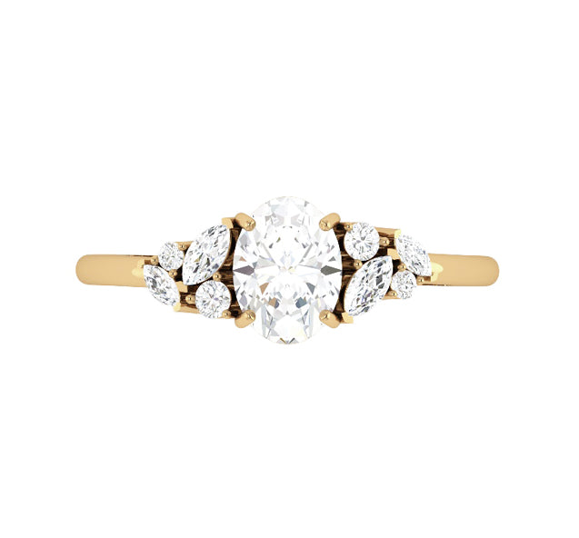 Valencia Oval Natural Diamond Engagement Ring in 18K Gold