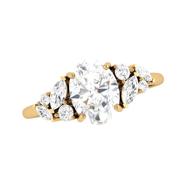 Valencia Oval Natural Diamond Engagement Ring in 18K Gold