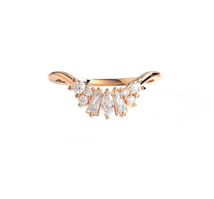 Vienna Curved Diamond Wedding Ring in 14K Gold