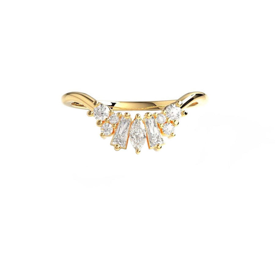 Vienna Curved Diamond Wedding Ring in 14K Gold