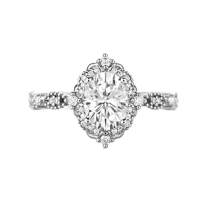 Milgrain Vintage Lab Grown Oval Diamond Engagement Ring in 18K Gold