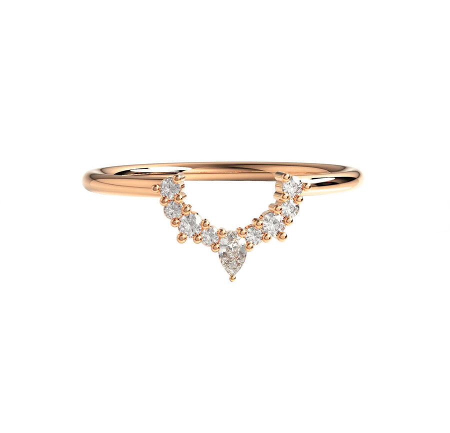 Violetta Curved Diamond Wedding Ring in 14K Gold