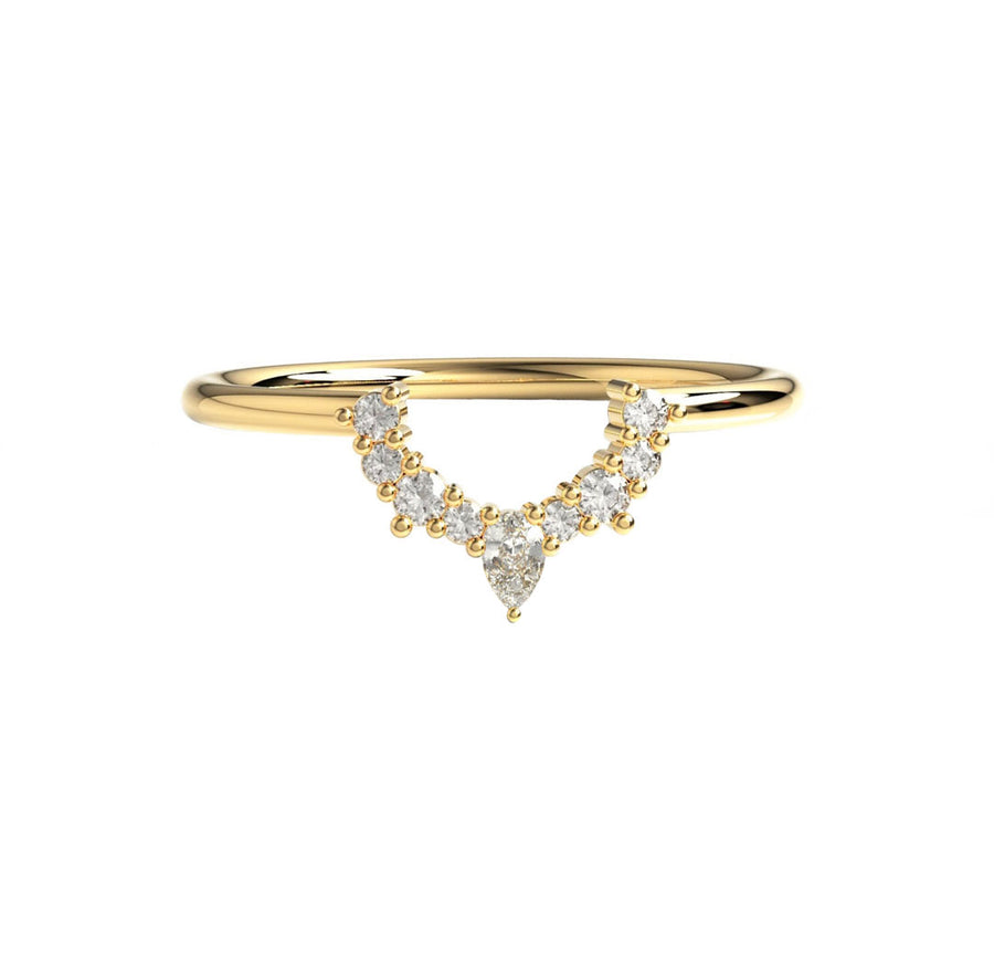 Violetta Curved Diamond Wedding Ring in 14K Gold