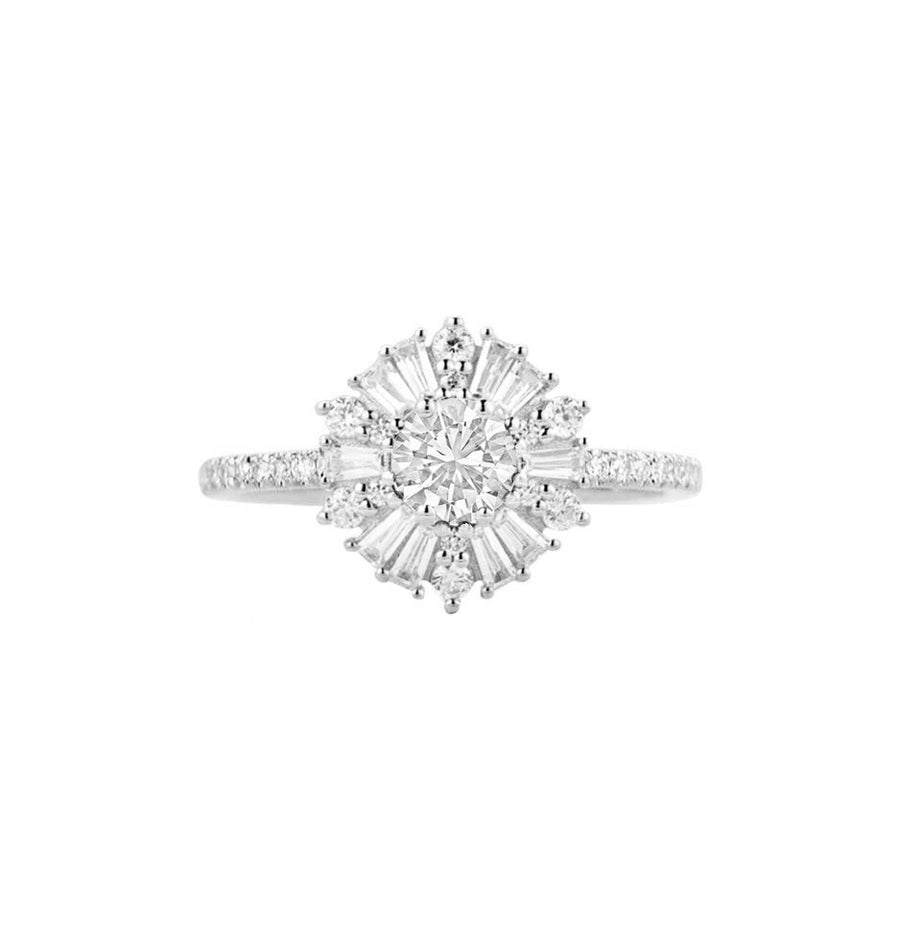 Art deco diamond engagement ring in white gold
