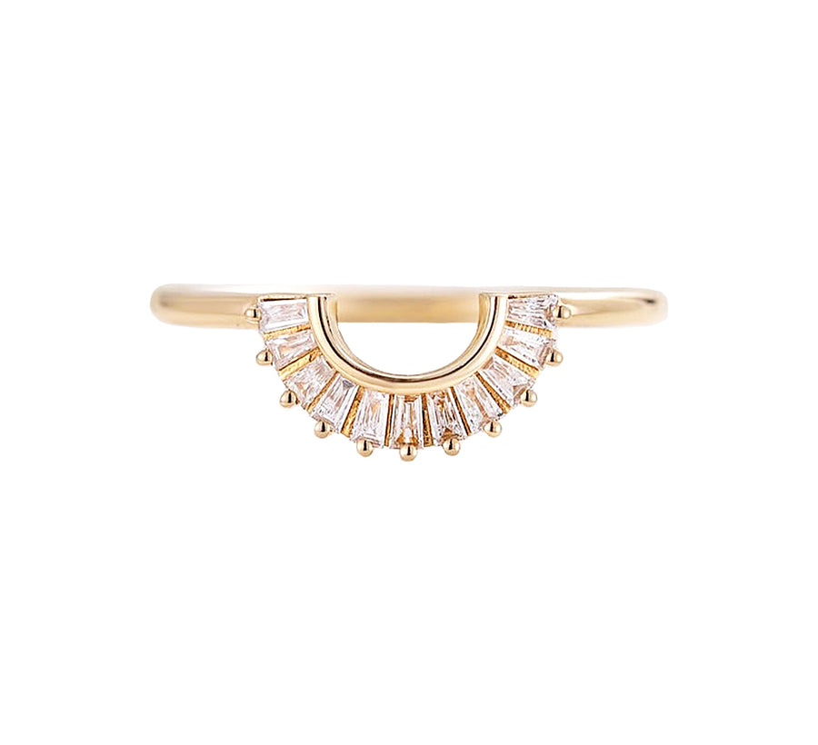 Baguette Diamond Curved Ring in 14K Gold