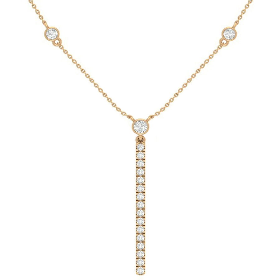 Bar Diamond Pendant Necklace in 14K Yellow Gold - GEMNOMADS