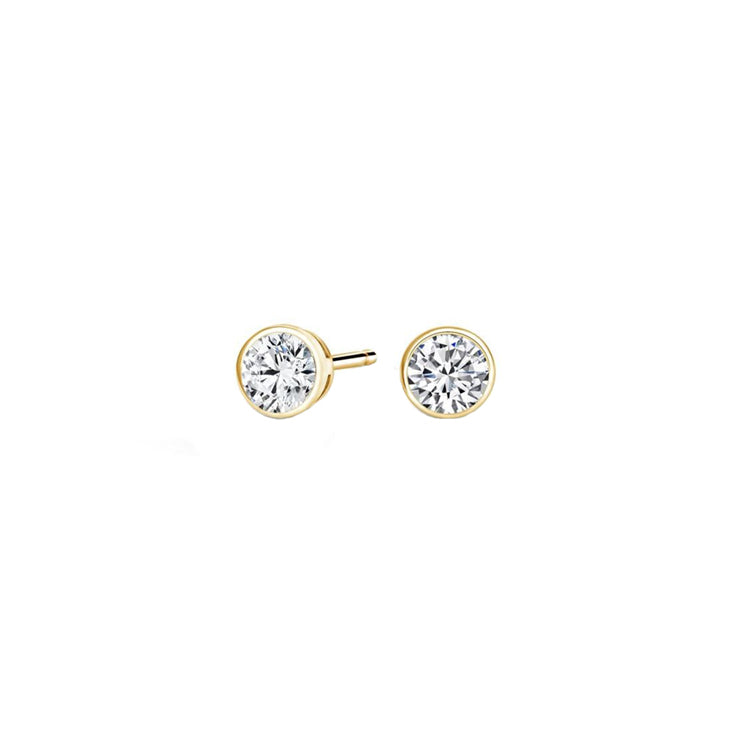 1/2 Carat Bezel Diamond Stud Earrings in 14K Yellow Gold - GEMNOMADS