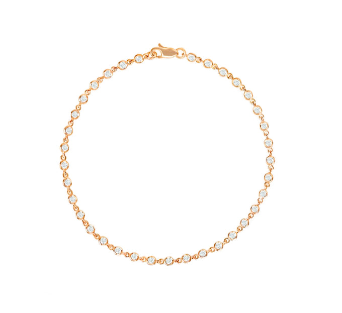 Rose gold bezel diamond tennis bracelet