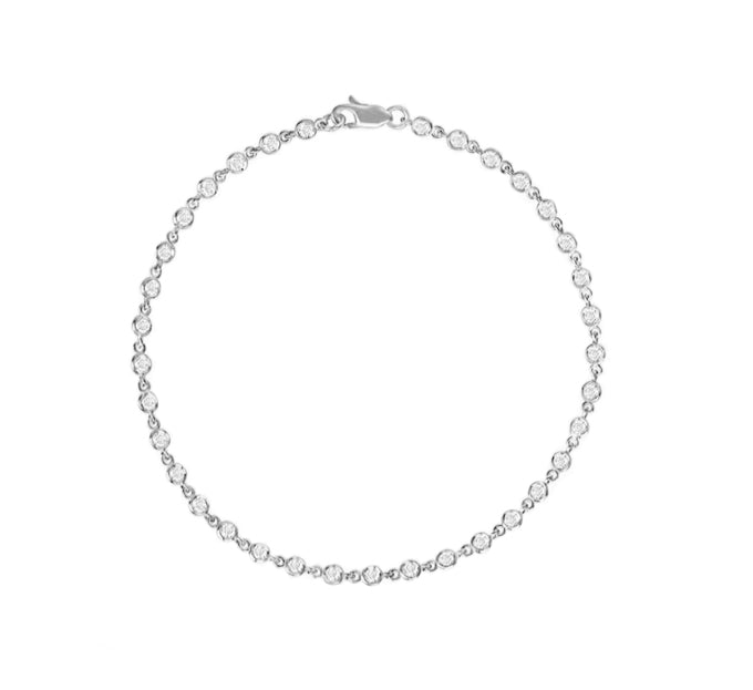 White gold bezel diamond tennis bracelet