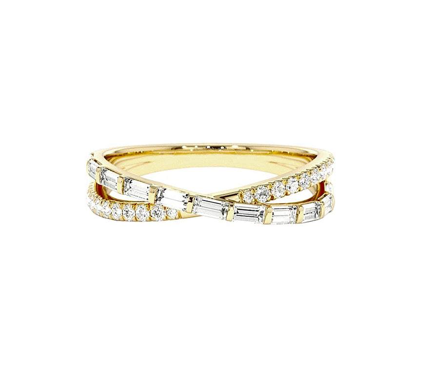 Crisscross Diamond Wedding Ring in 14K Gold