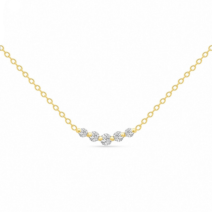 Minimalist Graduated Diamond Bar Necklace in 14K Gold