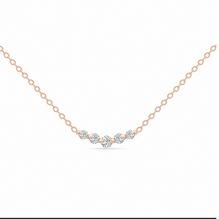 Minimalist Graduated Diamond Bar Necklace in 14K Gold