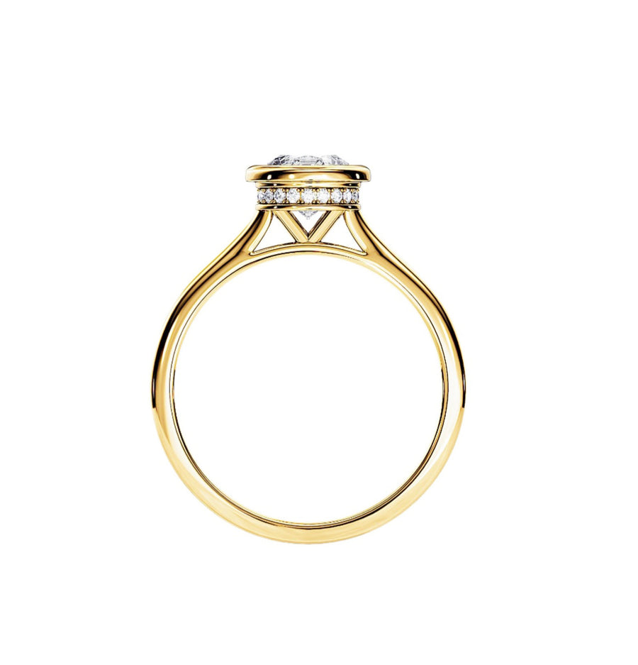 Bezel Set Round Diamond Engagement Ring in 14K Gold