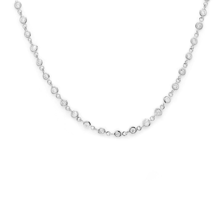White gold diamond bezel tennis necklace