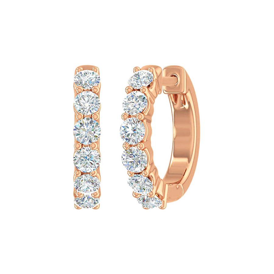 3/4 Carat Diamond Hoop Huggie Earrings in 14K Gold - GEMNOMADS