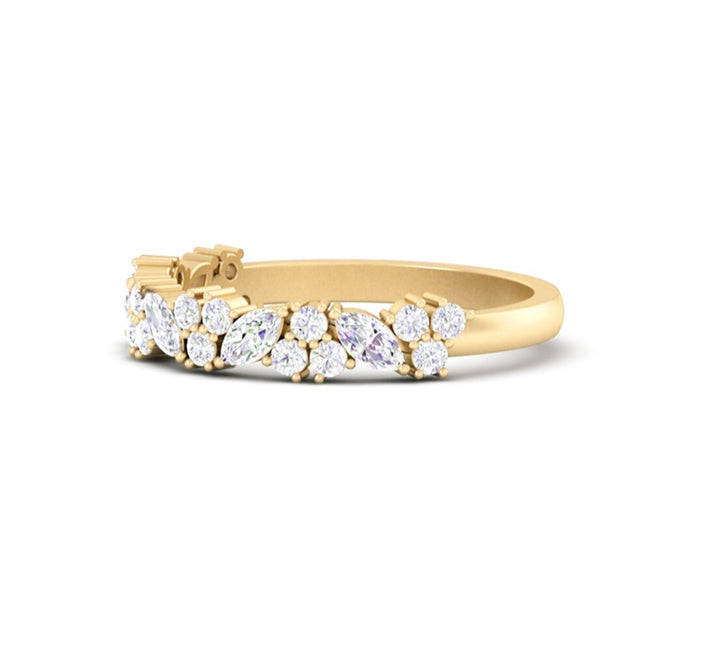 Floral Marquise Diamond Wedding Ring in 14K Gold - GEMNOMADS