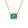 Yellow gold emerald diamond necklace