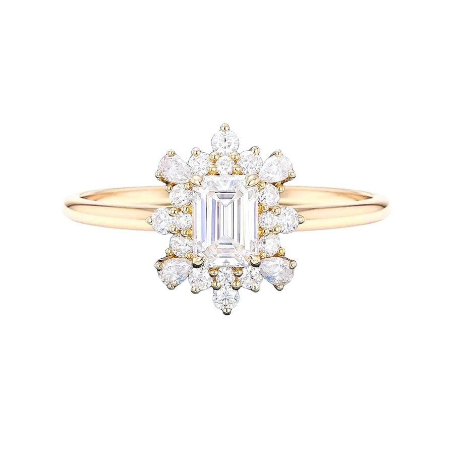 Inaya Floral Emerald Natural Diamond Engagement Ring in 18K Gold