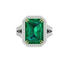 Emerald diamond ring in white gold