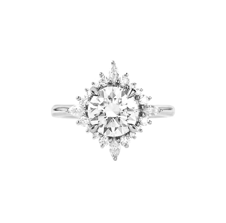 Floral Diamond Engagement Ring in 14K Gold