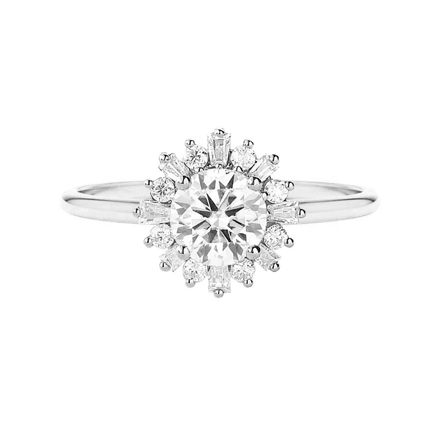 Sasha Floral Halo Diamond Engagement Ring in 18K Gold