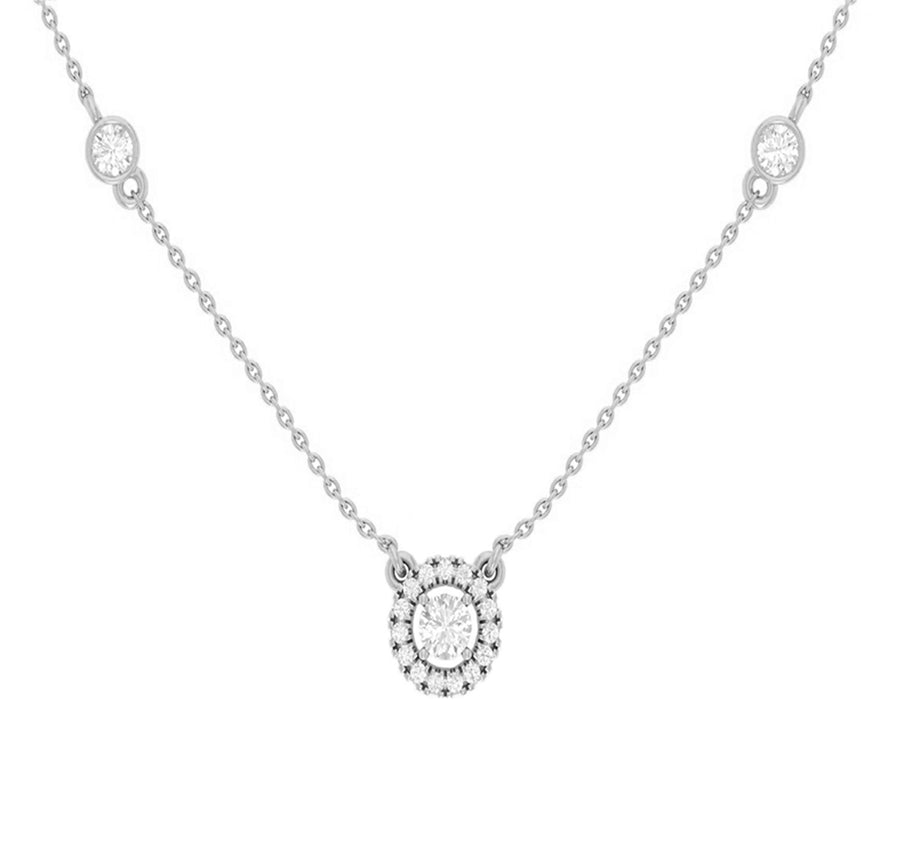 Halo Diamond Necklace in 14K Gold - GEMNOMADS
