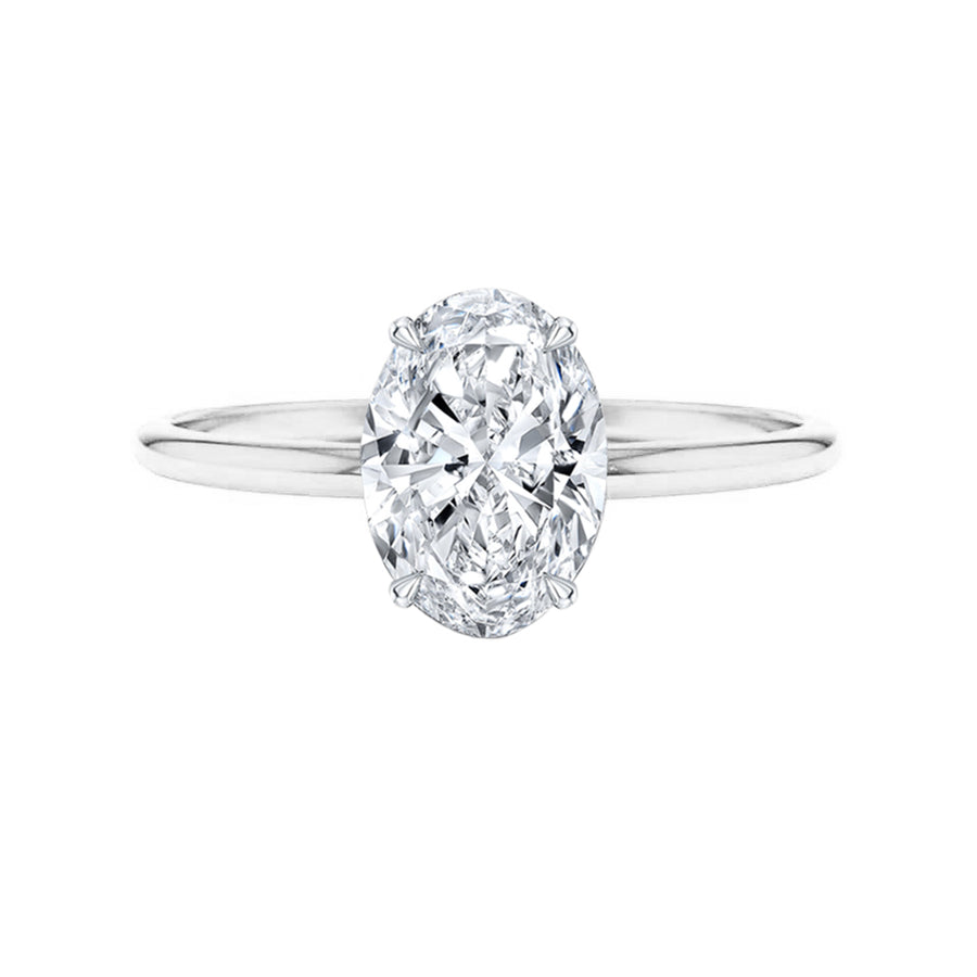 Lab Grown 2 Carat Solitaire Oval Diamond Engagement Ring in 18K Gold