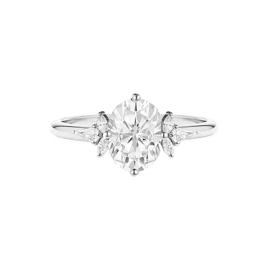 Clavia Unique 1.5 Carat Oval Lab Created Diamond Engagement Ring in 18K Gold