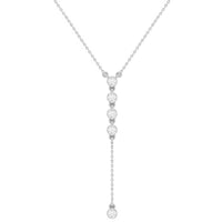 14K Yellow Gold Dashing Diamond Asymmetrical Lariat Necklace