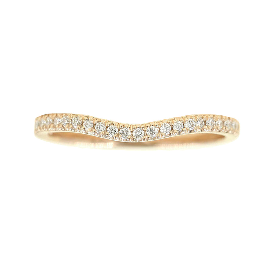 14K Gold Curved Contour Wisp Half Eternity Diamond Wedding Ring