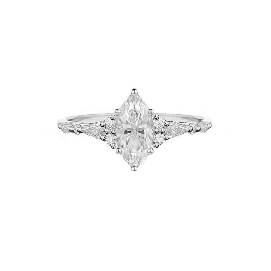 Vintage Art Deco Marquise Natural Diamond Engagement Ring in 18K Gold