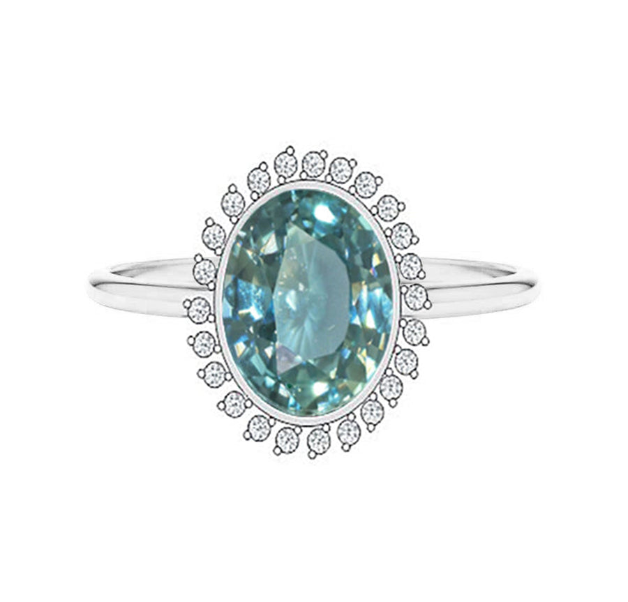 Montana Sapphire Diamond Engagement Ring in 18K Gold