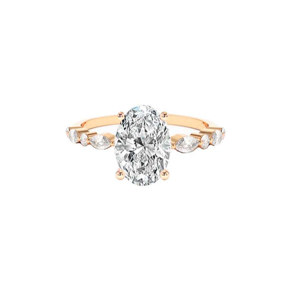14K Gold Oval Diamond Engagement Ring
