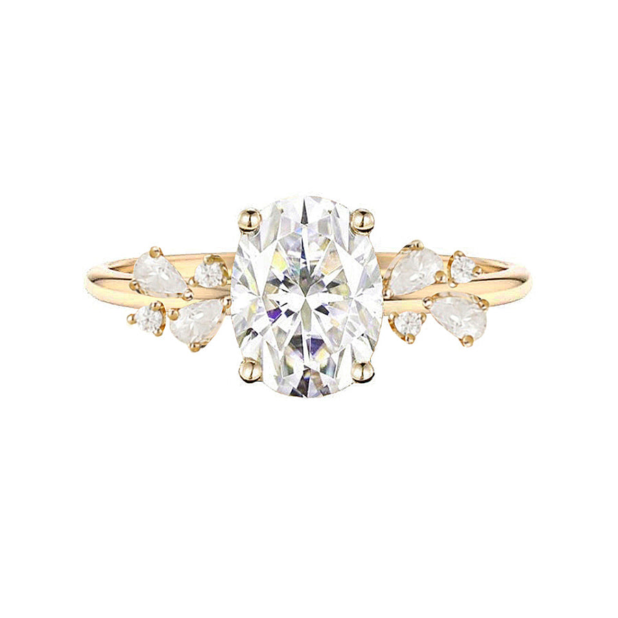 Whimsical Garden Natural Oval Diamond Engagement Ring in 18K Gold