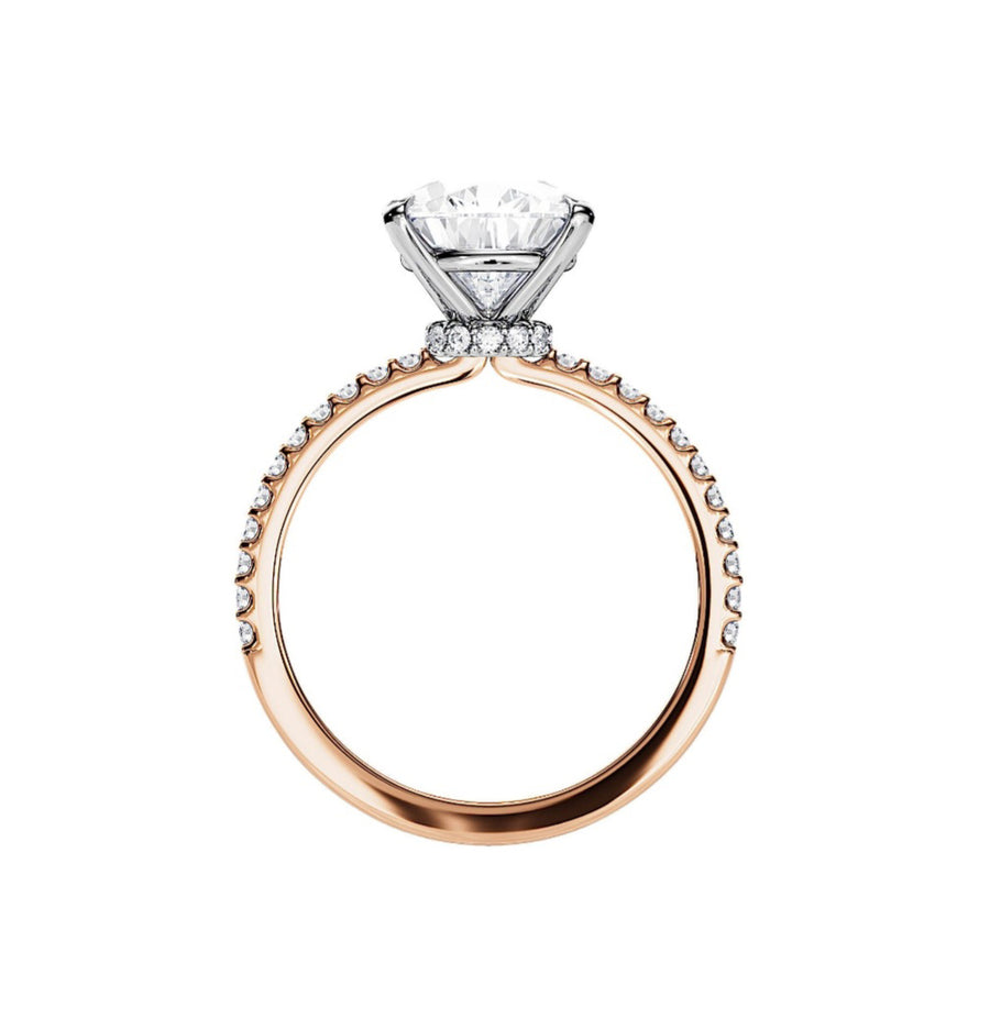 Hidden Halo Pear Diamond Engagement Ring in 14K Gold