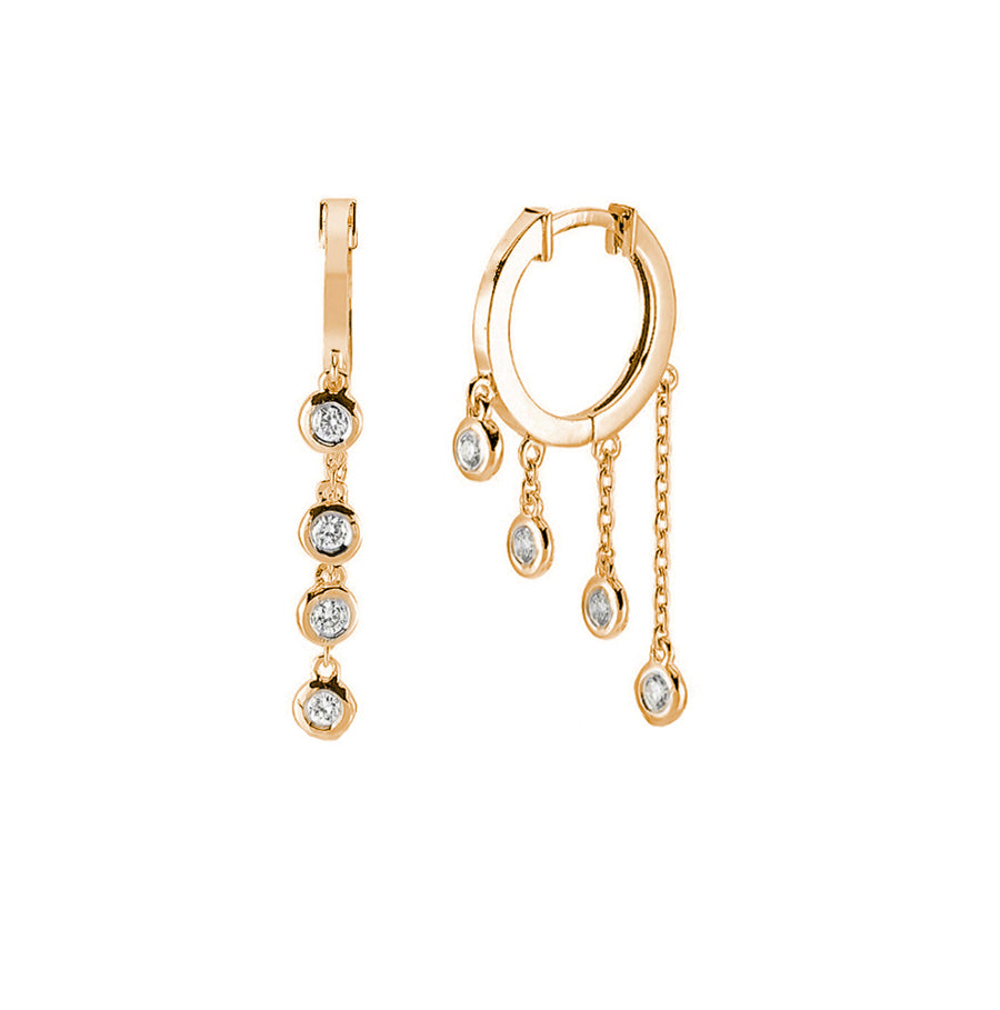 Rose gold diamond bezel hoop earrings