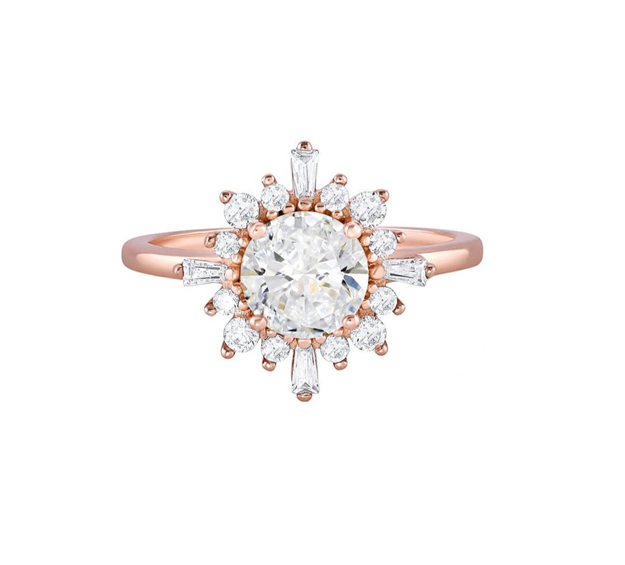 Miara Floral Halo Round Lab Grown Diamond Engagement Ring